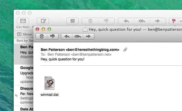 Природа и назначение файла Winmail.dat