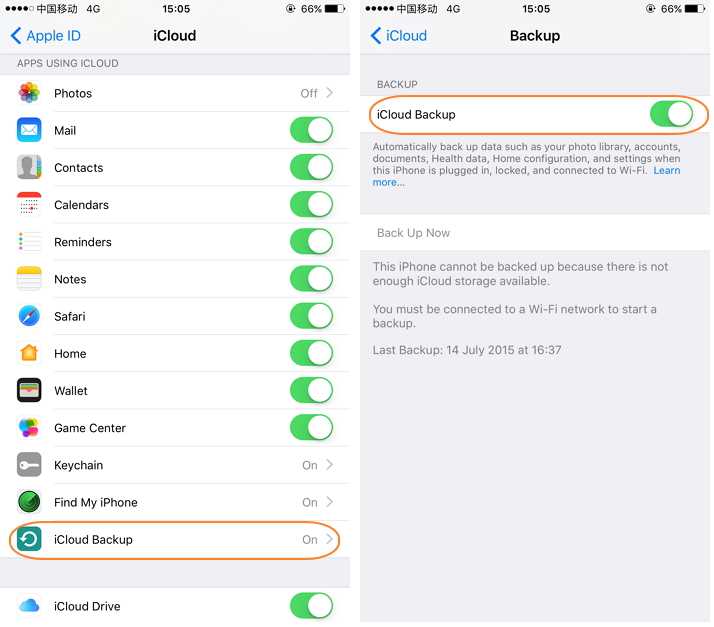 Использование iCloud для создания резервной копии iPhone