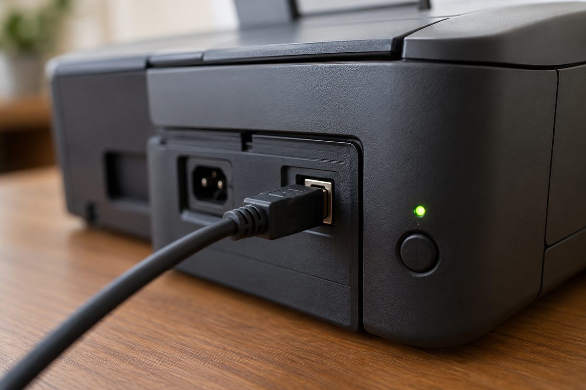 USB-кабель подключён к принтеру