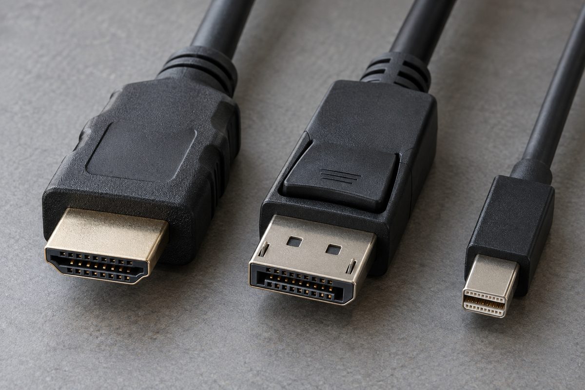 Разъёмы HDMI, DisplayPort и Mini DisplayPort крупным планом