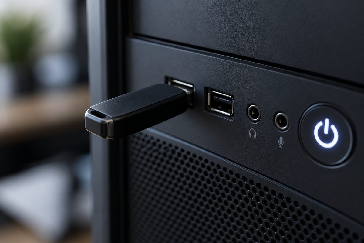 Загрузочная флешка MemTest86 в USB-порту системного блока