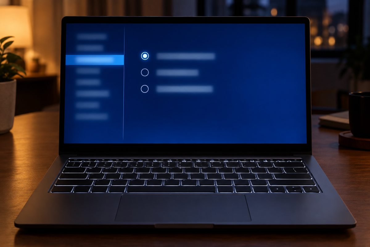Экран настроек BIOS на ноутбуке с подсвеченной клавиатурой