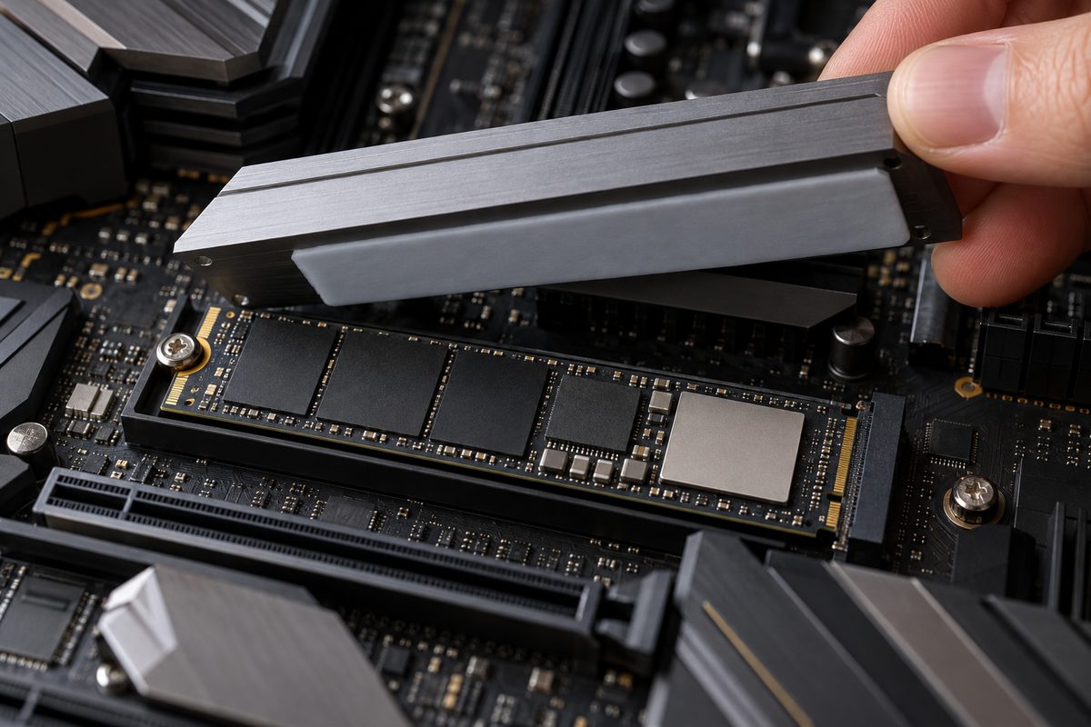 NVMe SSD под радиатором на материнской плате