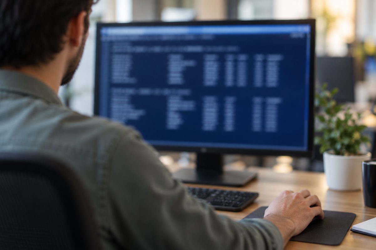 Окно PowerShell со списком дисков компьютера на экране монитора